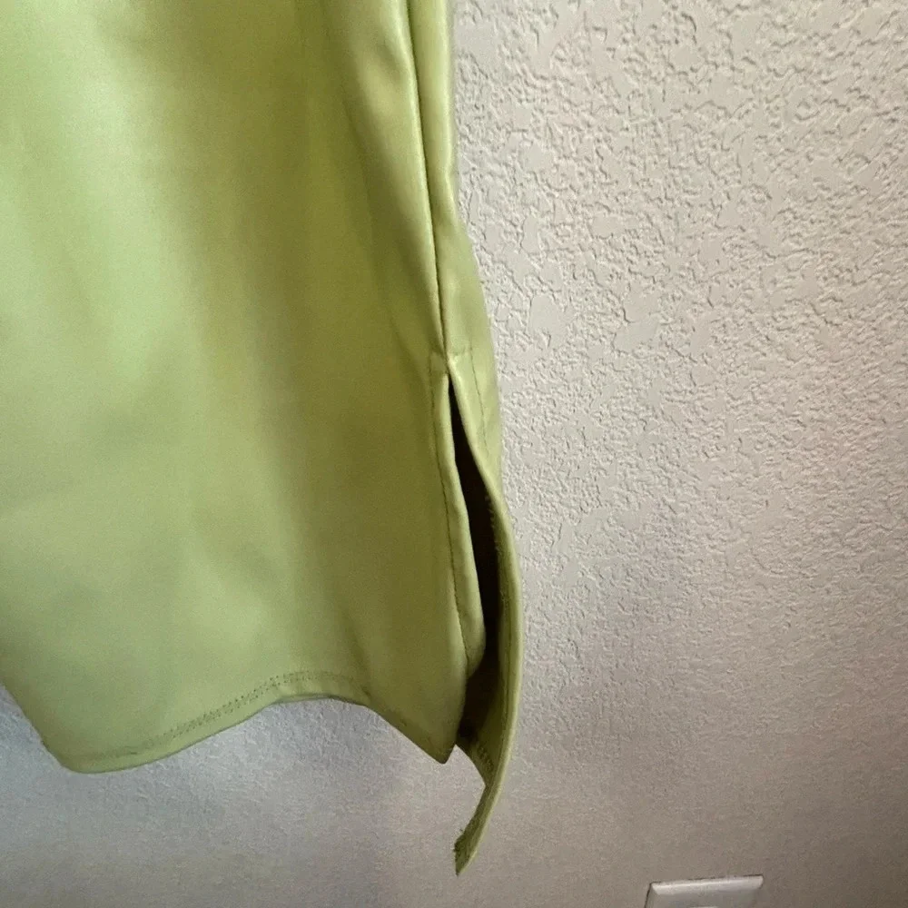 NWT PrettyLittleThing Olive Green Split Hem Faux Leather Pants